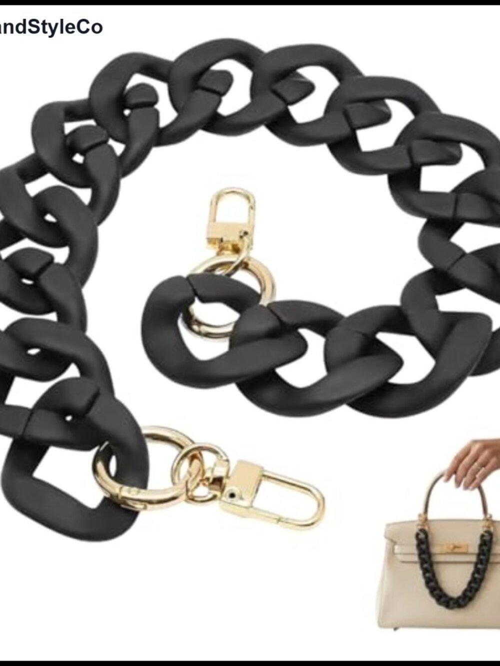 Chunky Acrylic Purse Chain Strap 18" Gold Swivel Clasps Decorative Bag Charm